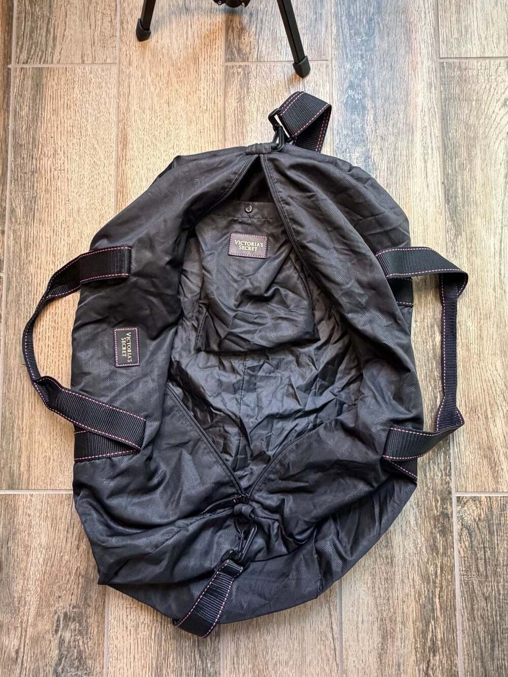 Victoria's Secret Black Nylon Duffle Weekender Gym Bag